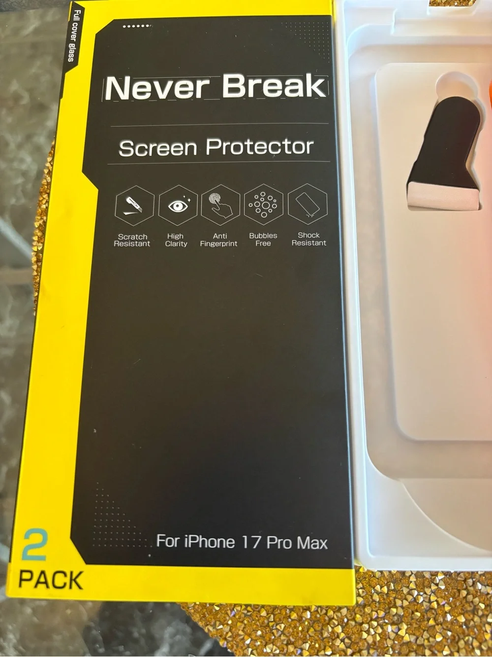 Never Break NWT Screen Protector Kit with Orange Installation Frame, 2 pack